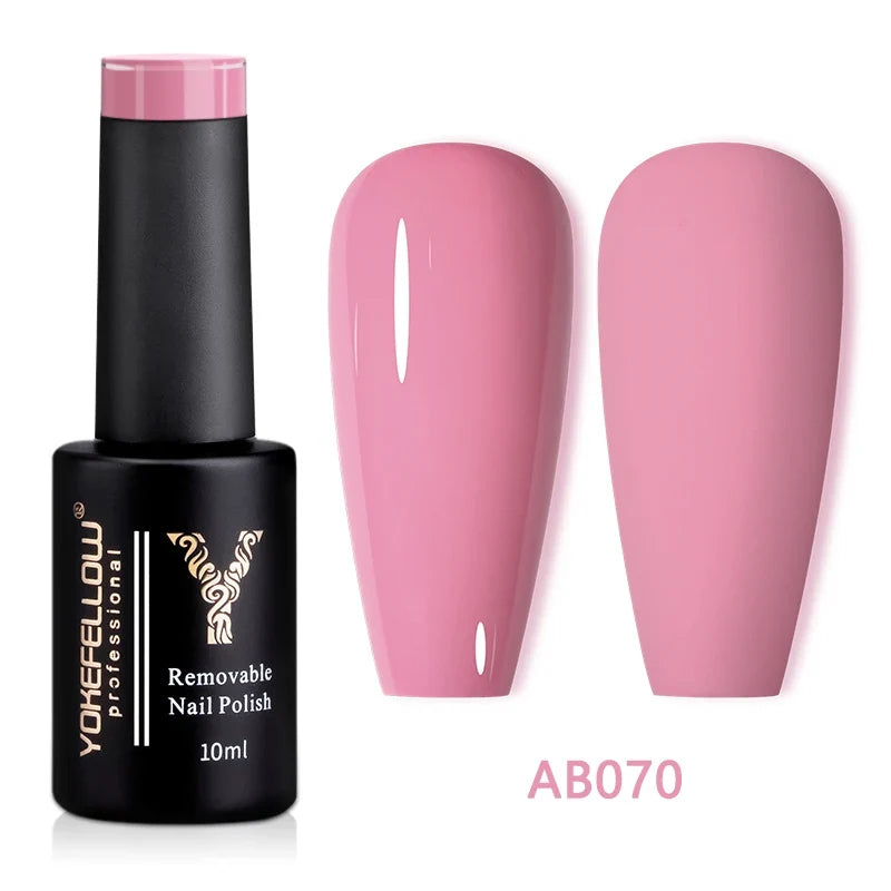 YOKEFELLOW 10ml translucent pink gel nail polish by Blushimmer, high-quality soak-off UV gel for long-lasting, natural-looking nails