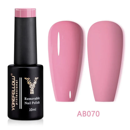 YOKEFELLOW 10ml translucent pink gel nail polish by Blushimmer, high-quality soak-off UV gel for long-lasting, natural-looking nails