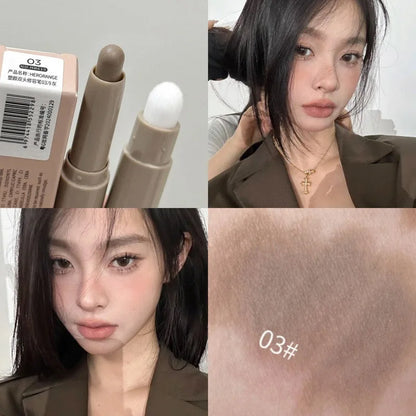 Blushimmer double head contour stick with brush for face and nose shadow, waterproof and long-lasting cream contour makeup.