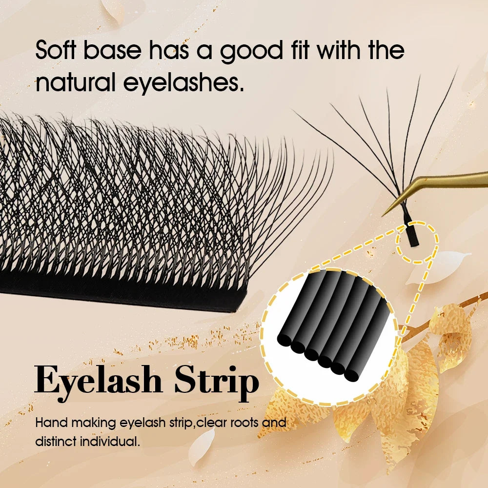 Blushimmer MASSCAKU 12Lines premium mink 3D to 6D false eyelash extensions with W shape, soft and natural individual lash supplies