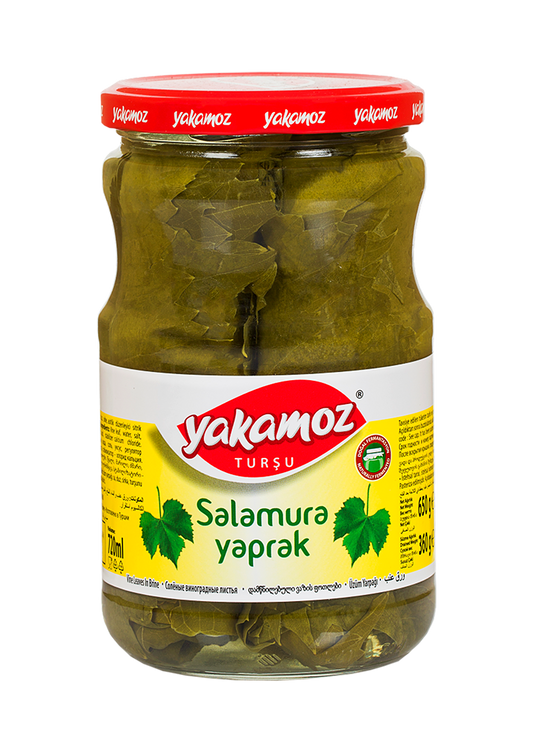 S101 Yakamoz grape leaves in a jar, used for cooking and stuffing, part of mixed spices and seasonings collection.