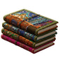 Handcrafted sari fabric bound notebook journal with colorful sari patterns, ideal for home decor or personal writing.