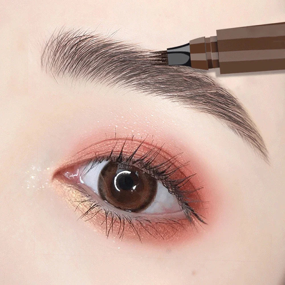 Blushimmer four-pronged eyebrow pencil with four ends, long-lasting, water-resistant, and smudge-proof for natural eyebrow definition.