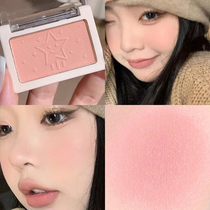 Blushimmer monochrome blush in purple nude matte for natural brightening and whitening cheeks, fine flash rouge makeup.