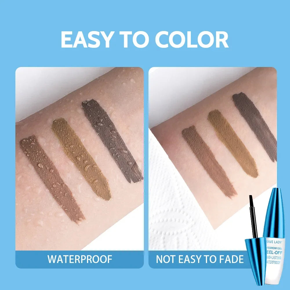 Blushimmer Rave Lady Peel-Off Eyebrow Gel in 10g, waterproof tinted liquid for defining and shaping eyebrows
