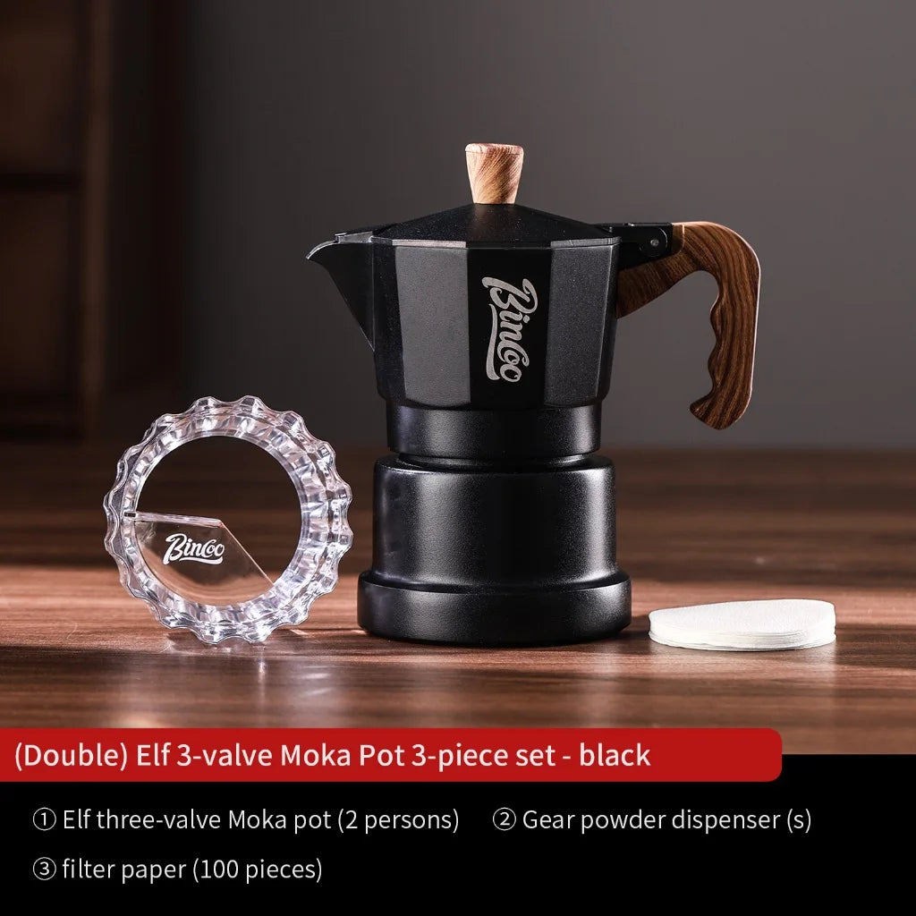 BINCOO Three-Valve Moka Pot Home Mini Espresso Coffee Maker Coffee Brewing Equipment 1Cup/2Cups