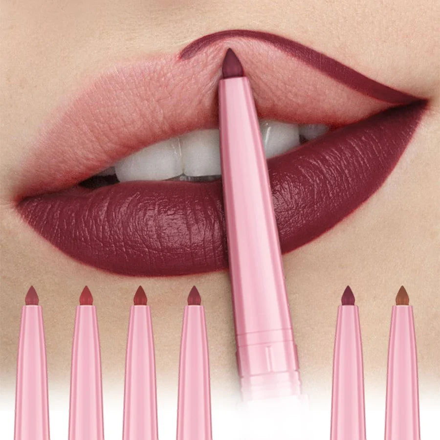 Blushimmer waterproof matte lip liner in sexy red shade, highlighting contoured lips and natural lip makeup with hydrating formula