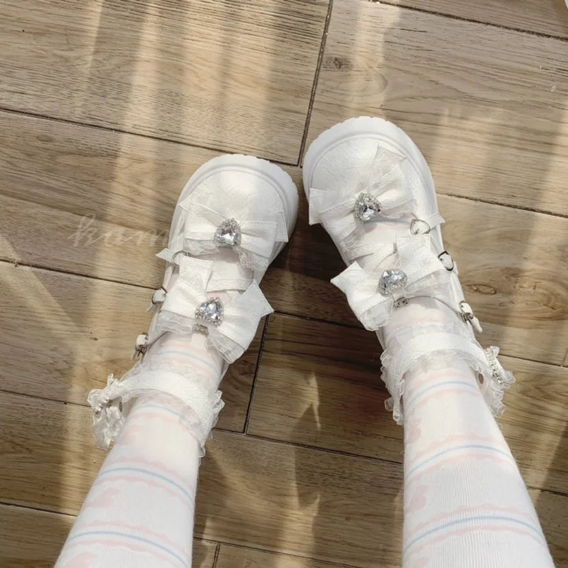 Japanese Style Mine Subculture Lolita High Heels Women's Sweet Girls Bowing Platform Heels Ladies Mary Jane Shoes Spring Summer
