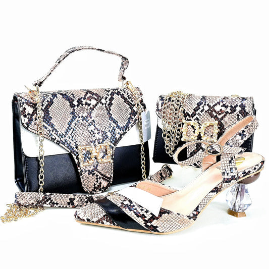 Luxurious EdleessFashion shoes and matching bag set, elegant design with stylish details, perfect for sophisticated outfits.