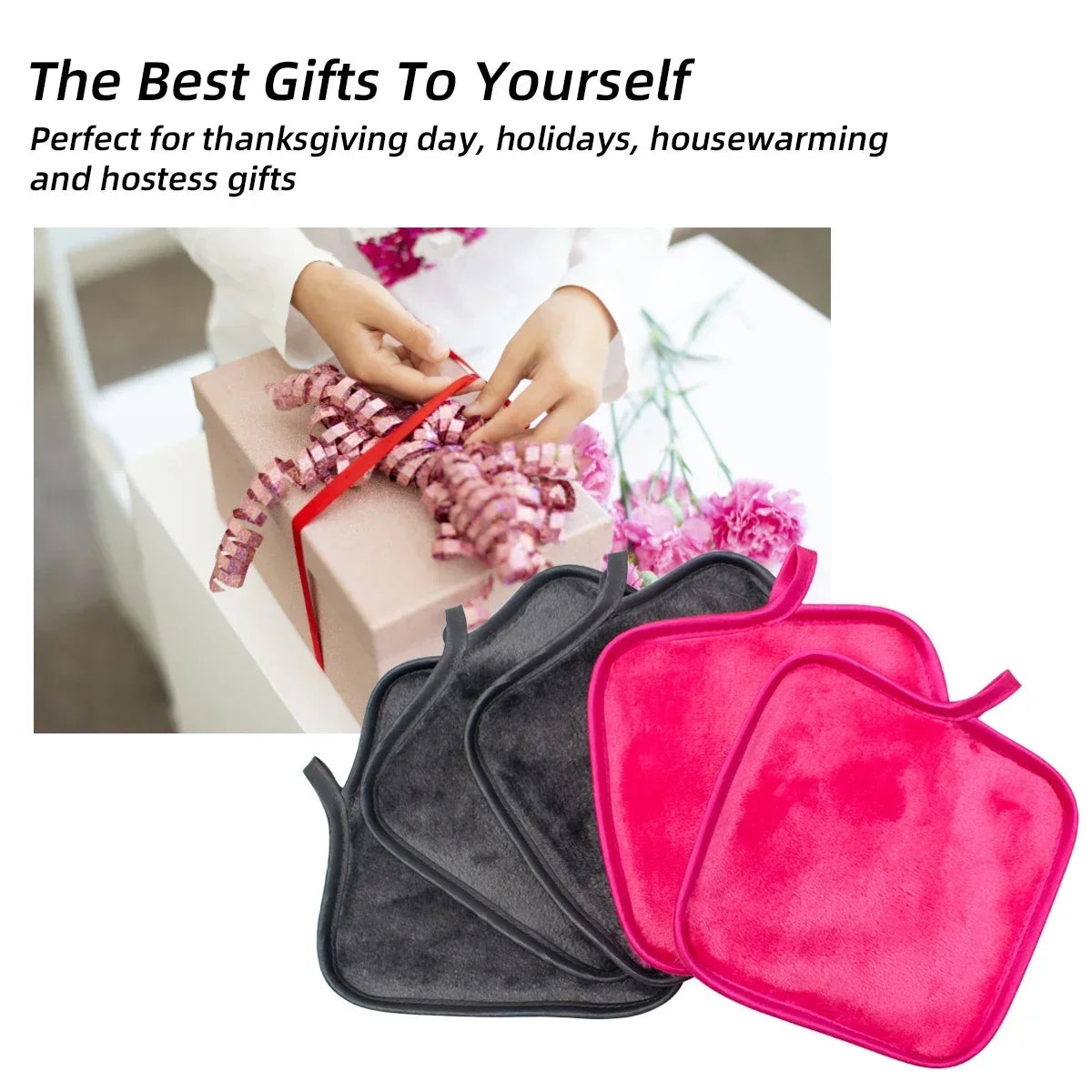Two reusable Blushimmer microfiber makeup remover pads for face cleansing and skincare, soft facial towels for makeup removal.