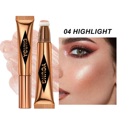 Blushimmer Young Vision air cushion powder blusher stick in six colors, high gloss liquid rouge makeup product with smooth application.
