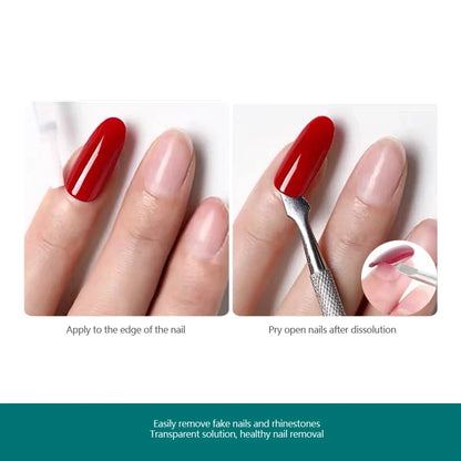 Blushimmer Nailpop 10ml false nail remover and debonder liquid with rhinestone remover for nail art and glue removal.