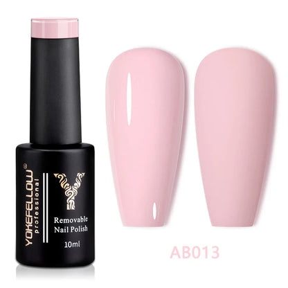 YOKEFELLOW 10ml translucent pink gel nail polish by Blushimmer, high-quality soak-off UV gel for long-lasting, natural-looking nails