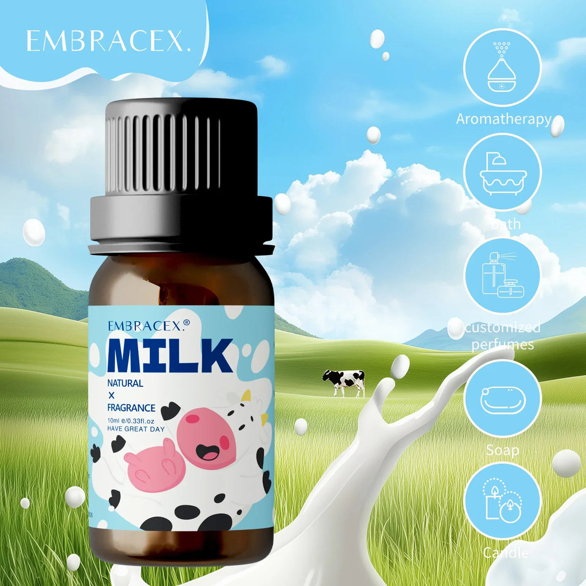 Blushimmer 10ml Milk Fragrance Perfume Essential Oil for aromatherapy, long-lasting scent, ideal for women, car diffuser, gift option