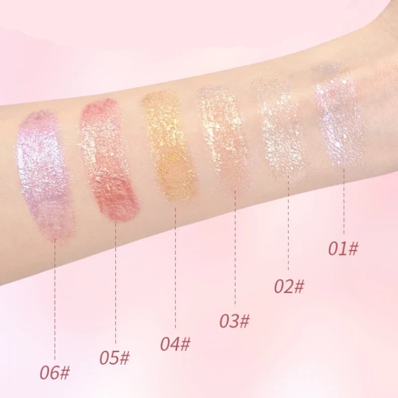 Water-Gel Eyeshadow Stick Is a Single-Swipe Makeup Highlighter Eyeshadow Stick with a Pearlescent Shimmer in Various Colors. Glowing Highlighter Eyeshadow Stick Is a Stick That Can Be Used on Both Eyebrows. The Waterproof Eff