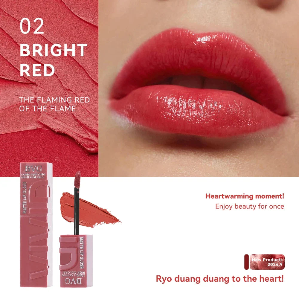 Multi-color matte lasting lip gloss lip gloss, non-greasy, non-fading, high-end warm colors, rich makeup liquid lipstick.