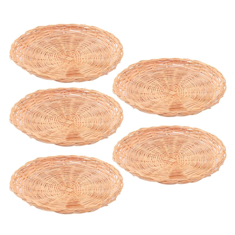 Bamboo Paper Plate Holder - 10 Inch Round Woven Plate Holder, Reusable Paper Plate Holders For Picnic Party