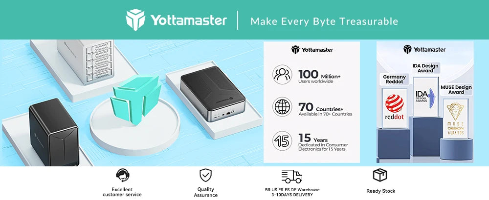 Yottamaster Networkable Private Cloud NAS Enclosure for 2.5 /3.5 "SATA HDD SSD Network Attached Storage Personal Private Cloud