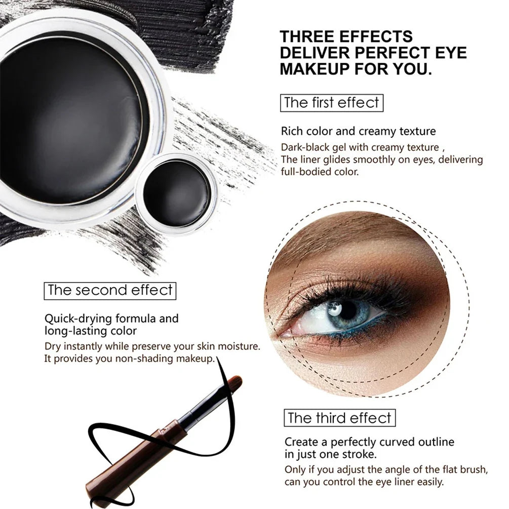 Waterproof Blushimmer eyebrow pomade and gel eyeliner cream in 4.5g jar, long-lasting for defined brows and precise eyeliner application.