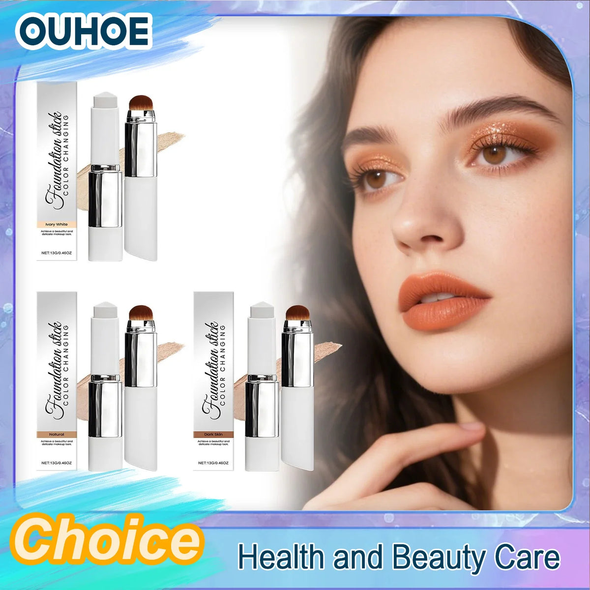 Blushimmer 2-in-1 color-changing foundation and concealer stick with a lightweight, moisturizing, natural matte finish.