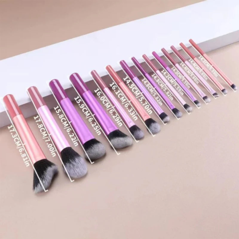 6-14PCS Long Handle Makeup Brush Set with Portable Wash Bag Soft Bristles Ideal for Beginners Full Face Makeup