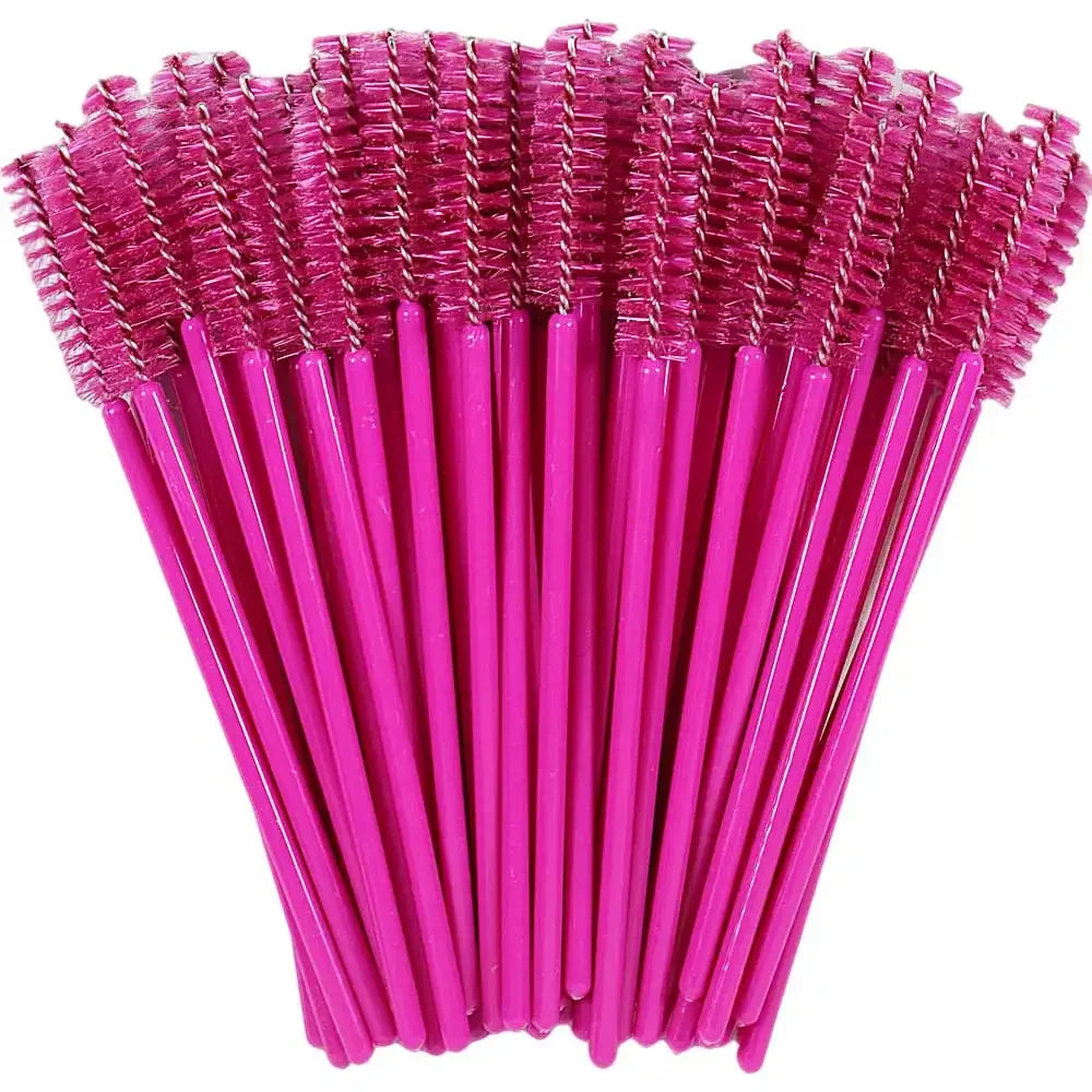 50-pack disposable makeup eyelash brushes with crystal handles, mascara wands, and eyebrow applicators by Blushimmer.