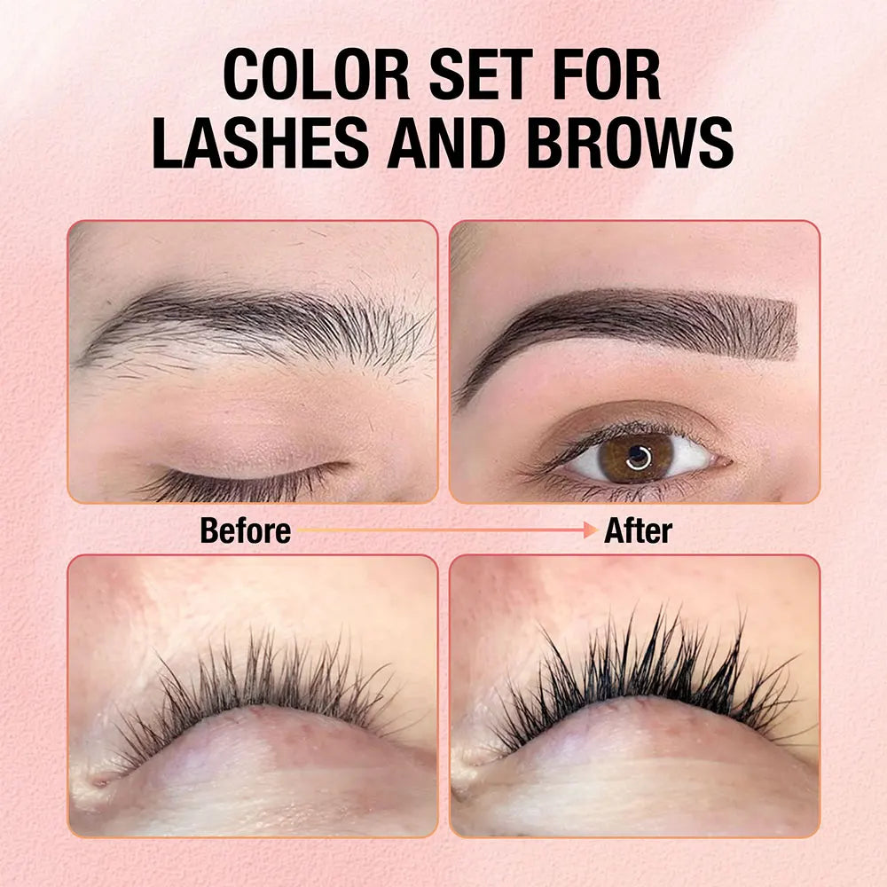 Blushimmer Gollee Classic Black Lash and Brow Tinting Set with waterproof eyelash dye kit and easy-to-use makeup tools.
