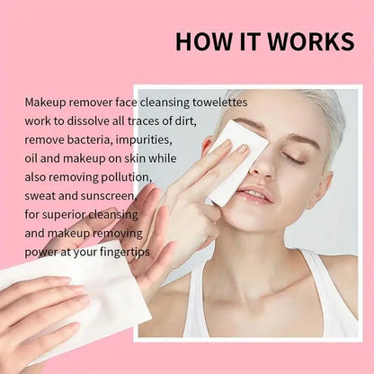 Blushimmer disposable makeup remover wipes for sensitive skin, gentle, oil-free, hypoallergenic facial cleansing wipes.
