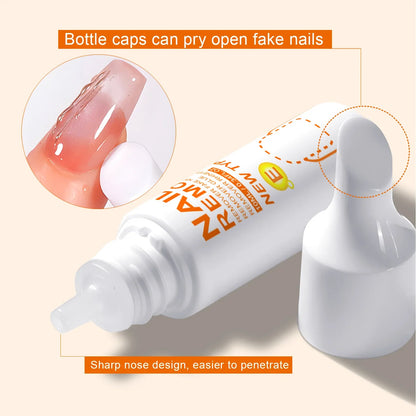 3 bottles Nail Glue Remover for Fake Nails Easily Removes Acrylic Nails, Press-On Nails & Rhinestones - Convenient Prying Cap