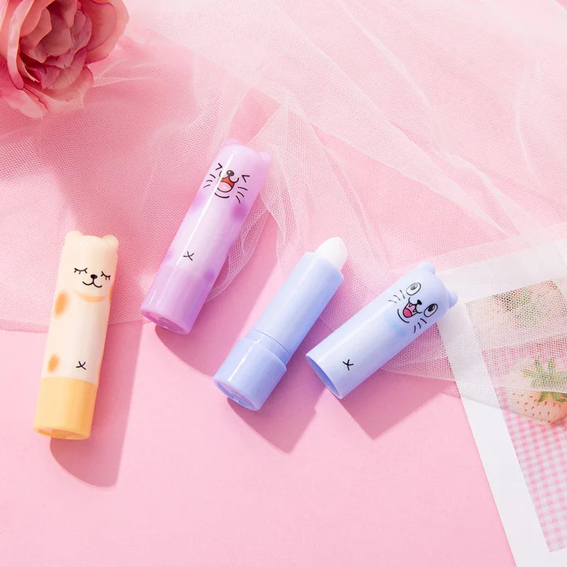Set of 24 Blushimmer bear-shaped lip balms in clear fruit flavors, moisturizing kids' lipstick lip balm for lips care and gifts
