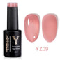 YOKEFELLOW 10ml translucent pink gel nail polish by Blushimmer, featuring long-lasting, soak-off UV gel with a glossy finish.