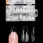 Blushimmer 120-piece full cover press-on nail tips in stiletto, almond, square, and coffin shapes for gel nail extension.