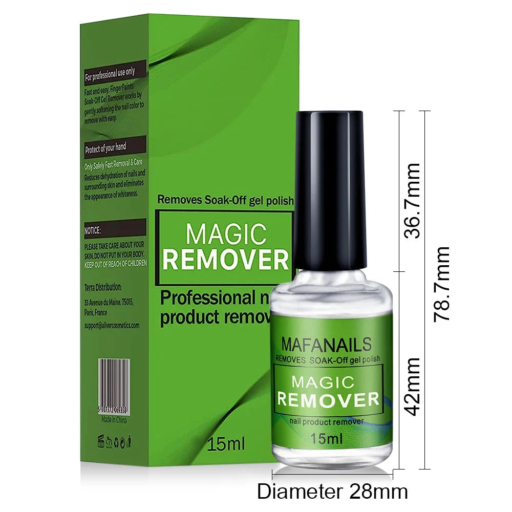 Blushimmer 15ml nail gel remover bottle with soak-off gel polish remover liquid for quick, professional nail gel removal.