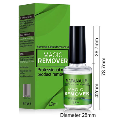 Blushimmer 15ml nail gel remover bottle with soak-off gel polish remover liquid for quick, professional nail gel removal.