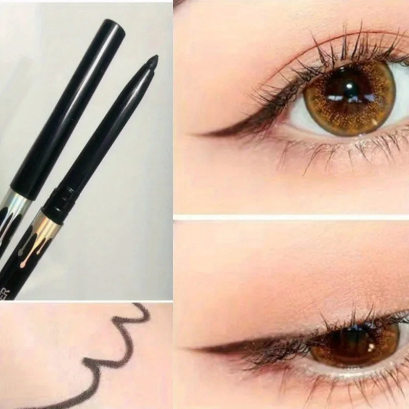 Black and brown waterproof eyeliner gel pencil with matte finish, smooth application, quick dry, non-smudge, for eye makeup.