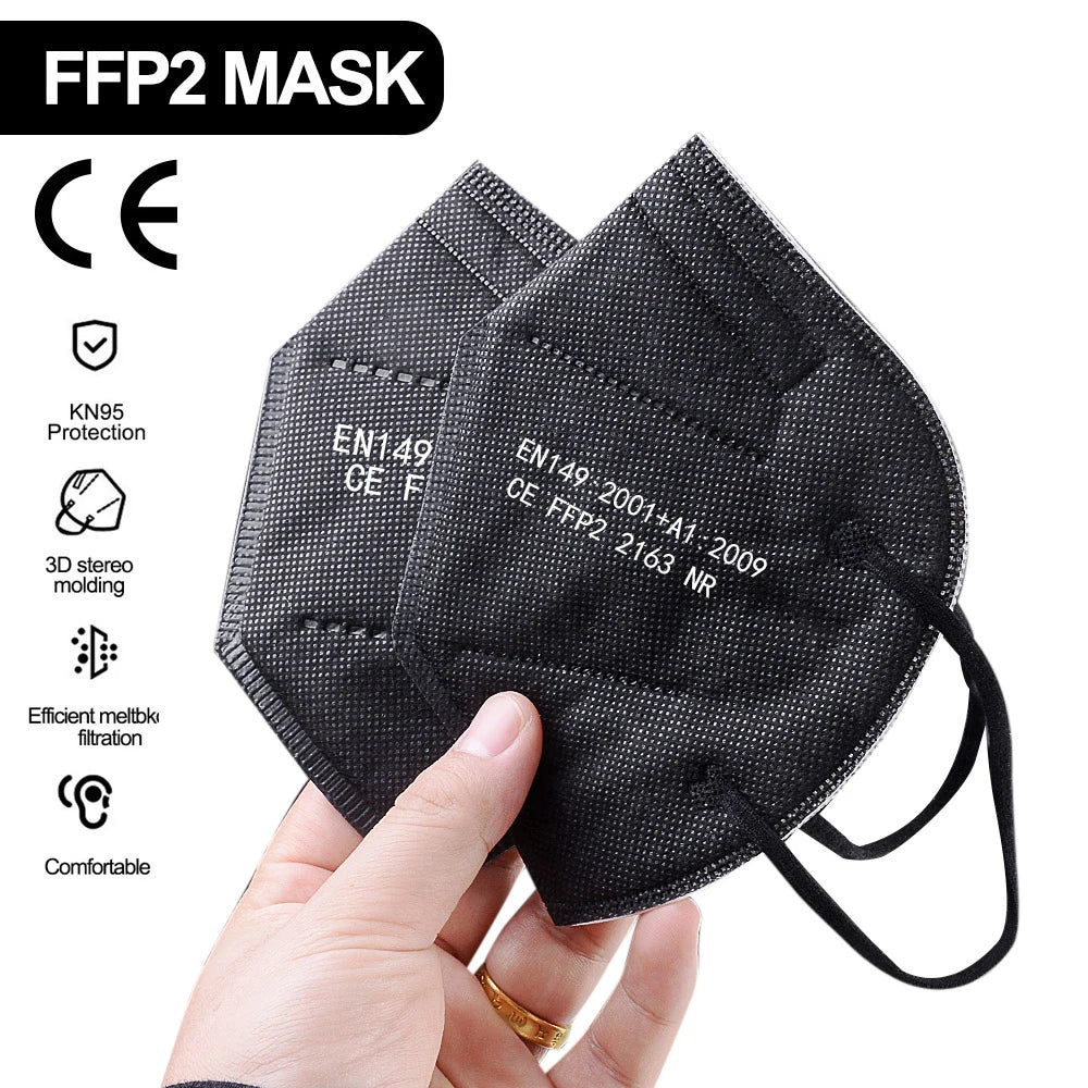 50-100pcs 5Layers Kids Facemask KN95 Mask Child Disposable Mask Virus Mouths Fpp2 Covers Dust Full Face Masks Non-woven Fabric