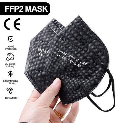 50-100pcs 5Layers Kids Facemask KN95 Mask Child Disposable Mask Virus Mouths Fpp2 Covers Dust Full Face Masks Non-woven Fabric