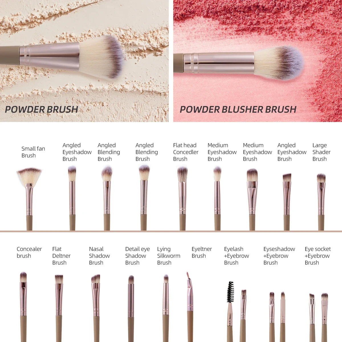 20/40pcs Makeup Brush And Sponge Set Professional Makeup Brush Set Triangle Powder Puff Clean Powder Puff Makeup Tool Set