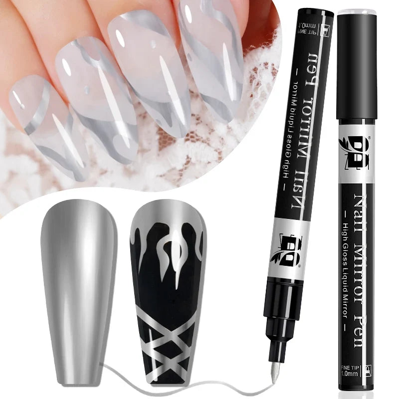 Blushimmer metallic gold and silver gel nail polish with chrome mirror finish, semi-permanent UV LED gel for French and mirror nails.