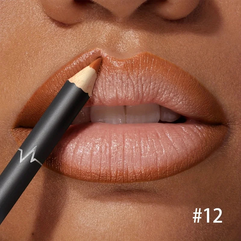 Blushimmer waterproof matte lipliner pencil in red with long-lasting, moisturizing lip makeup, shown with the product and color swatches.