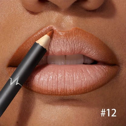 Blushimmer waterproof matte lipliner pencil in red with long-lasting, moisturizing lip makeup, shown with the product and color swatches.