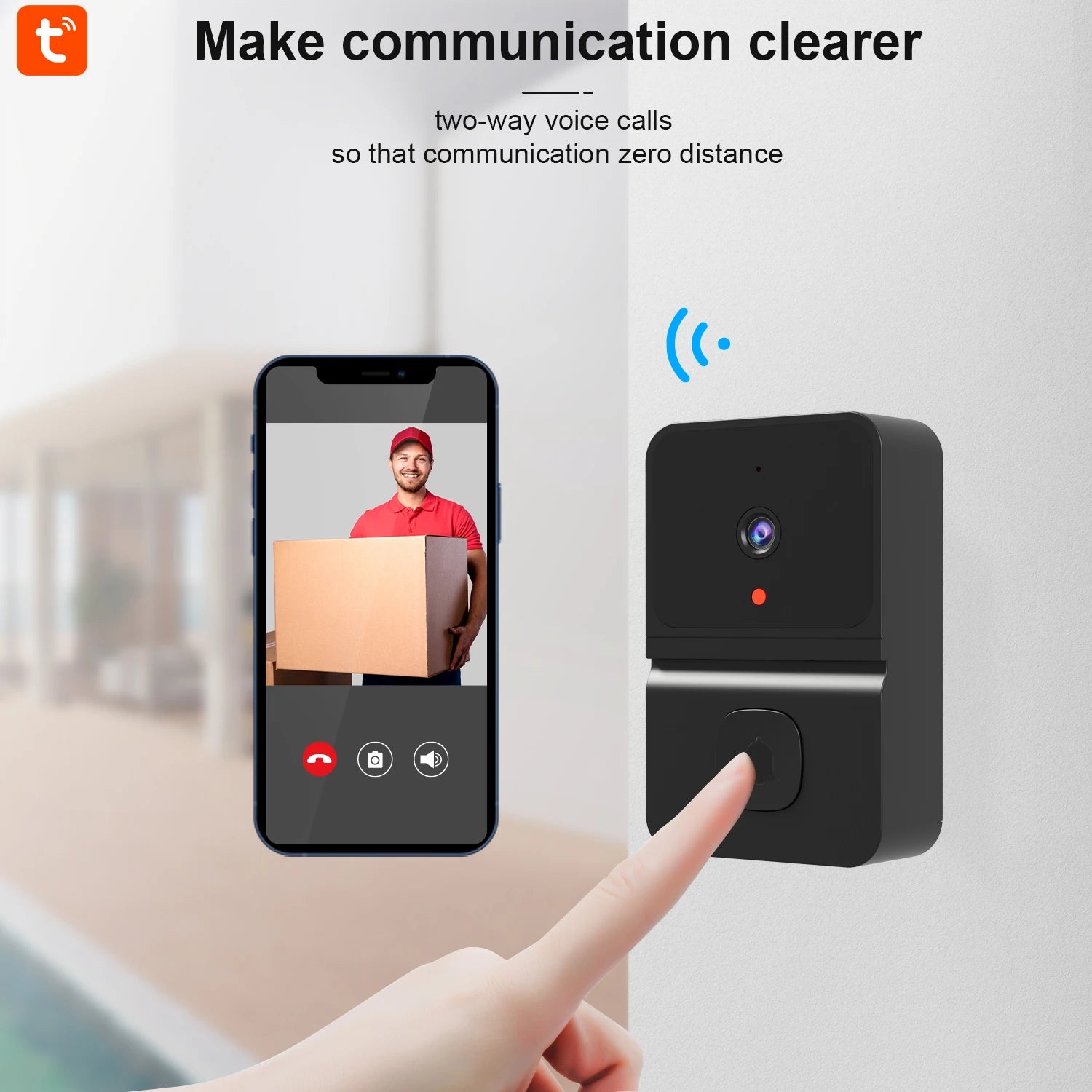 Tuya APP Wireless WIFI Doorbell Free Cloud Storage  Visual Doorviewer  Long Time Standby Video Door Phone