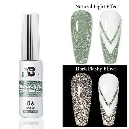 Blushimmer 5ML gold and silver metallic gel polish with chrome mirror finish, ideal for UV LED semi-permanent nail art and French designs