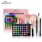 Blushimmer all-in-one makeup kit with eyeshadow, foundation, lip gloss, blush, brushes, and eyeliner in a mixed color paste set.
