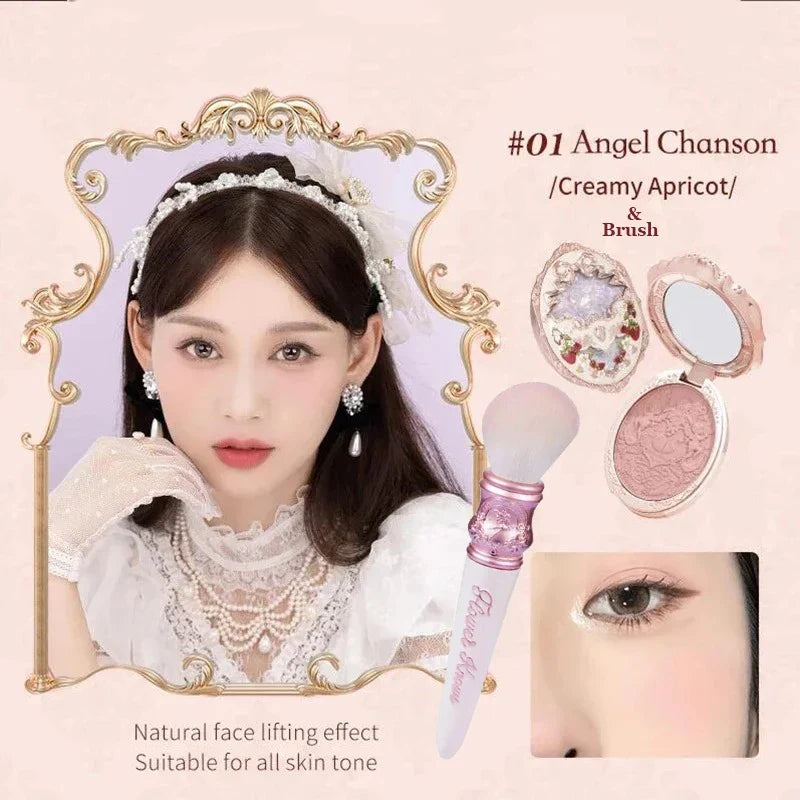 Blushimmer Flower Knows Strawberry Rococo Embossed Blush Powder Berry Mary blusher palette with pink and berry shades.