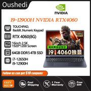 Gaming Laptop 16 inch Intel Core i9-12900H NVIDIA RTX 4060 8G 64GB RMD 4TB SSD DDR5 Windows 11 HD Camera WiFi6 Portable Computer
