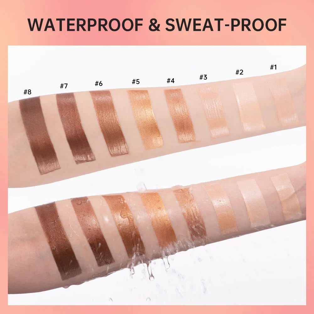 Blushimmer Halo Glow Liquid Highlighter and Contour Liquid Makeup with pearlescent shimmer for face and body glow.