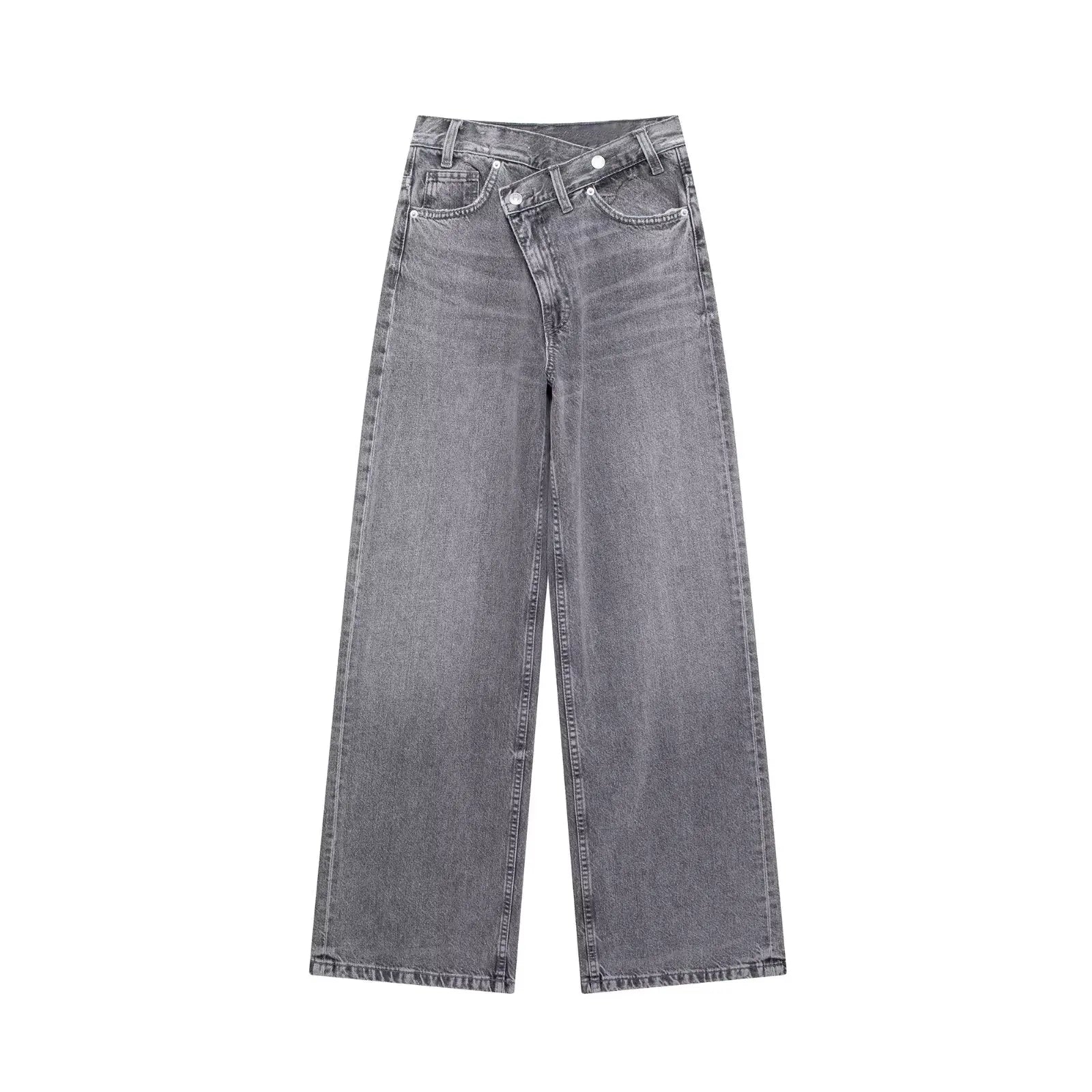 ETJ 2025 new women's basic classic all-match fashion cross waist high waist  wide leg jeans female 8197232