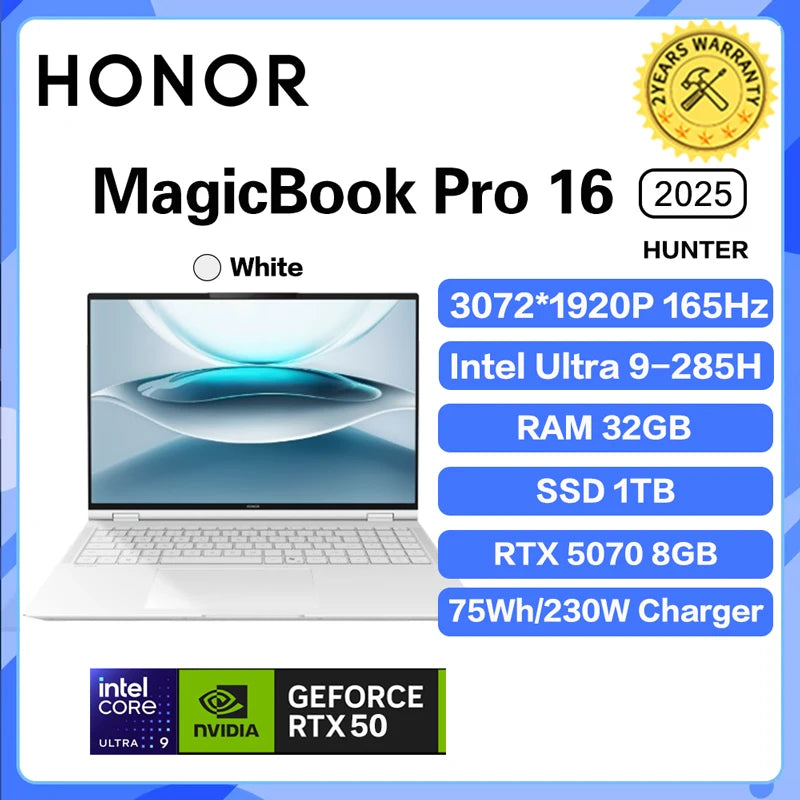 2025 Honor MagicBook Pro 16 Laptop Ultra5 225H/Ultra9 285H 24G/32G 1T 3.1K 165Hz Honor Laptop Notebook Ultrabook Game Computer
