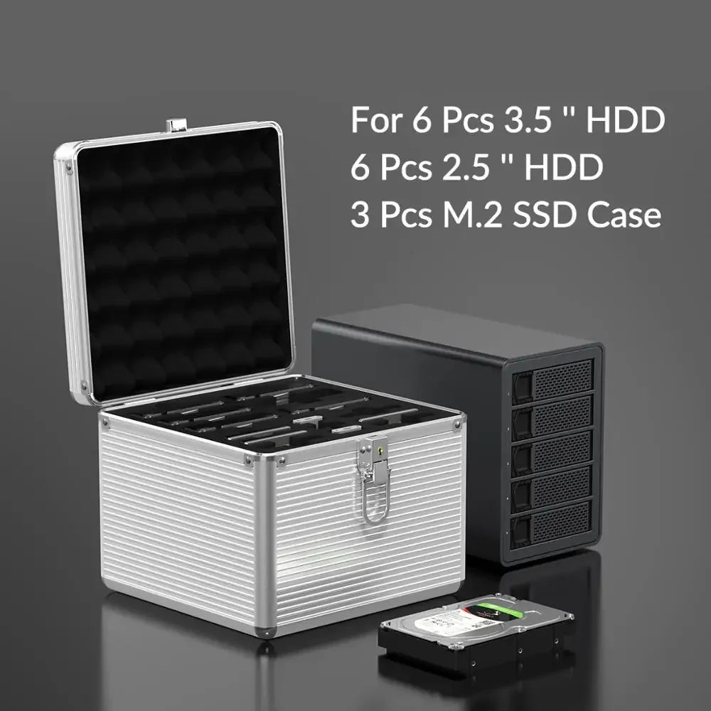 ORICO 5/10/15/20 Bay 3.5'' Hard Drive Aluminum HDD Protector Box with Locking Protection for 2.5 3.5 M.2 Hard Drive Storage Box